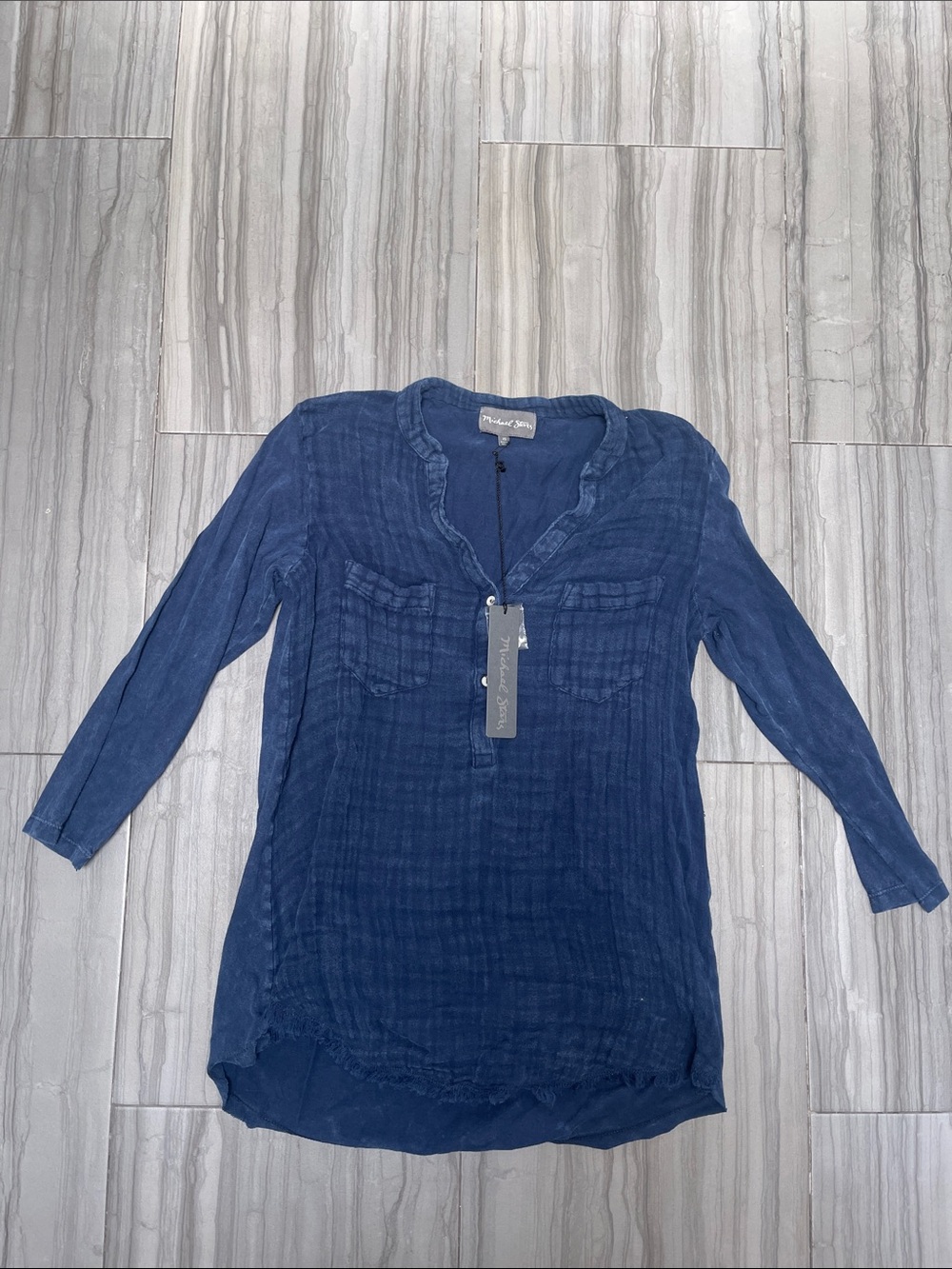 Michael Stars Indigo Gauze Tunic Blouse
